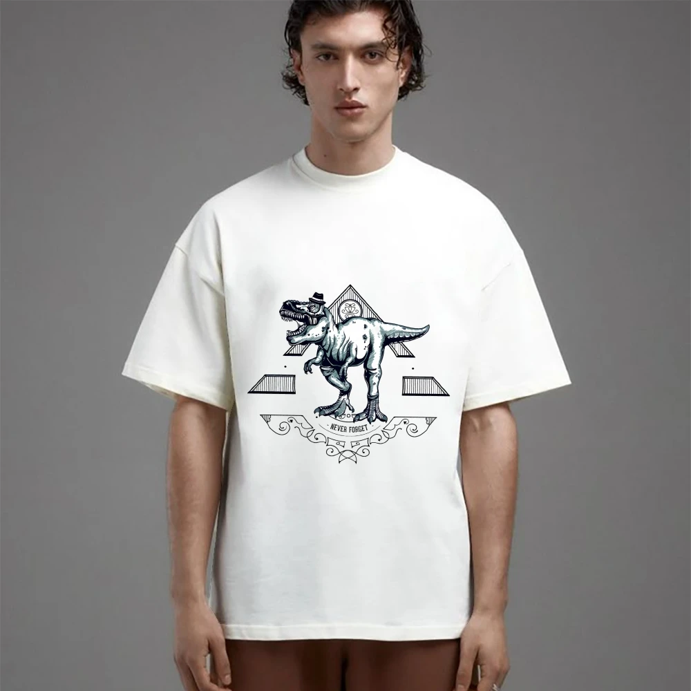 

Man Summer Cotton Clothes T-shirts Man Street Wear Print Tee Dinosaur Graphic Tees Round Neck Short Sleeve