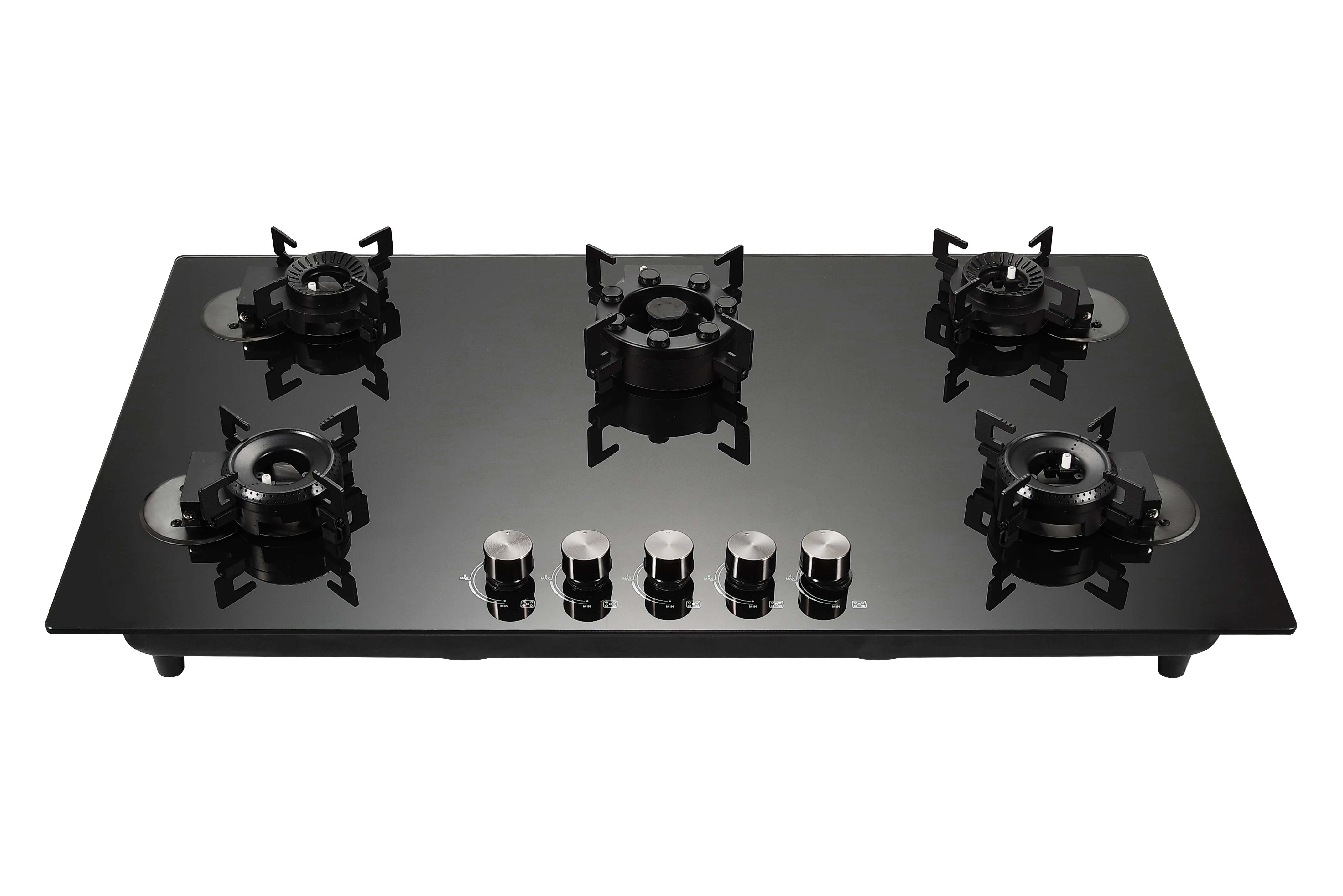 Fogão a gás de 5 queimadores de alta potência tipo flip vidro temperado fogão portátil embutido doméstico rv uso ao ar livre classe compatível