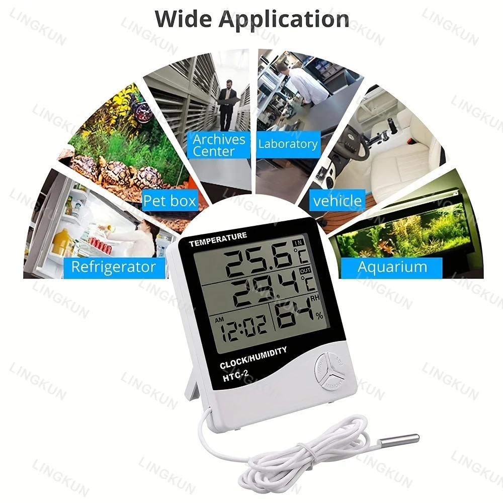 LCD Thermometer Hygrometer HTC-2 – Innen-/Außent Produktbild-Vorschau 2