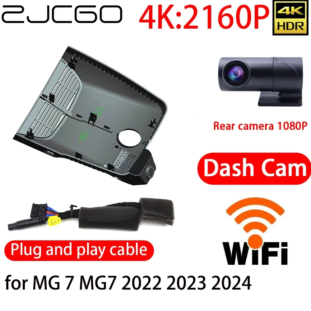 ZJCGO 4K Car DVR Dash Cam Wifi Front Rear Camera 24h Monitor for MG 7 MG7 2022 2023 2024