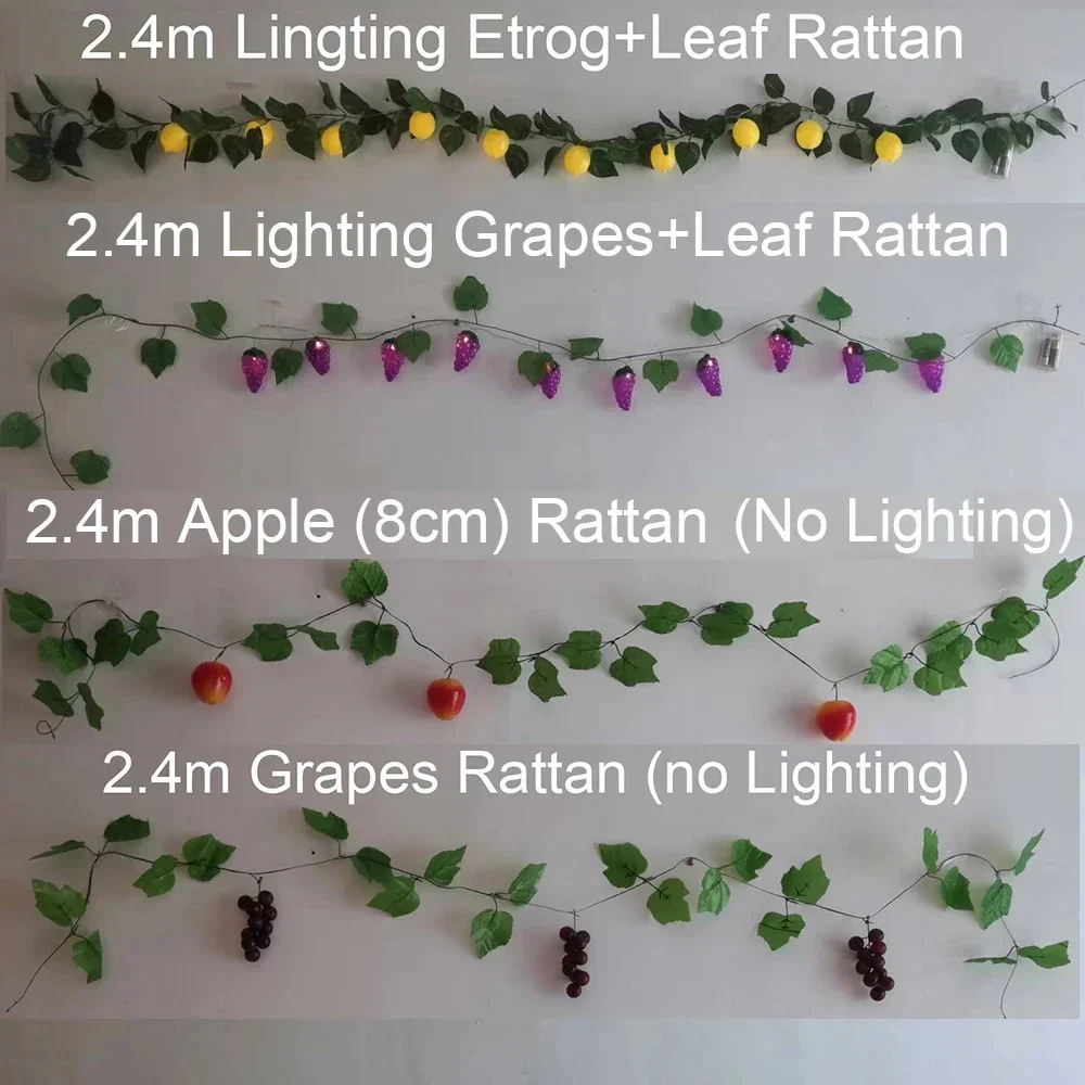 Sukkot Simulated rattan whip,Apple pomegranate Grape Etrog with Leaf Vine,Jewish sukkah tent artificial flower decoration