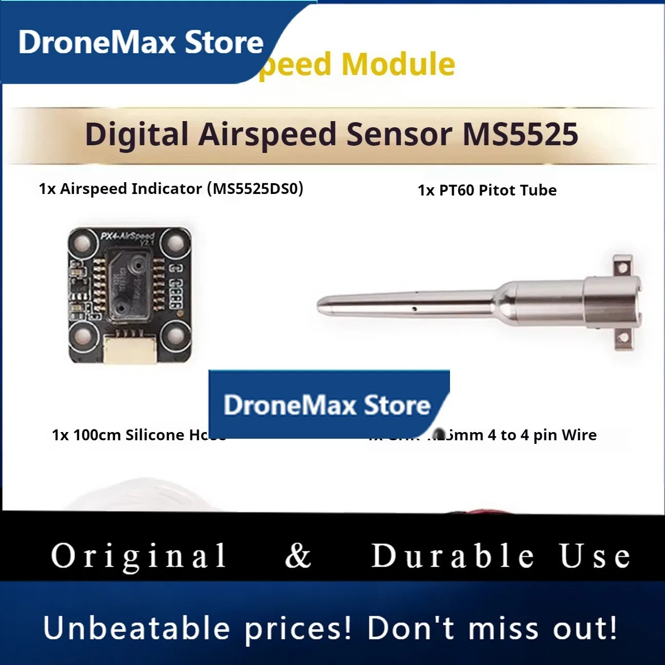 DroMaHolybro Digital Air Speed Sensor, Airspeed Indicator, MS5525DSO PX4 PIX4 6C 6X Universal