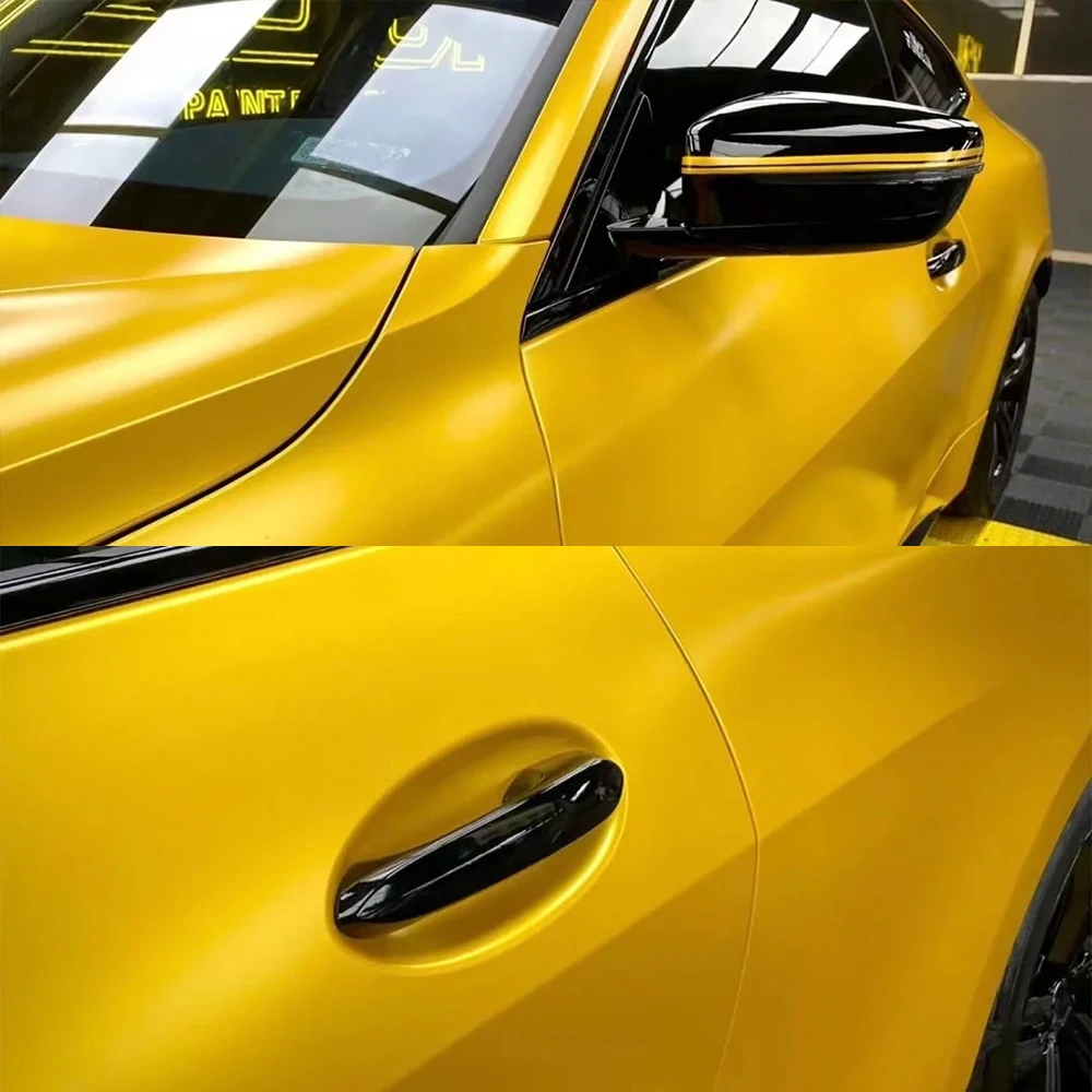 

Car Vinyl Film PET Matte Metallic Yellow Vinyl Wrap Auto Modification Self Adhesive Car Body Film Decoration Sticker Accessories