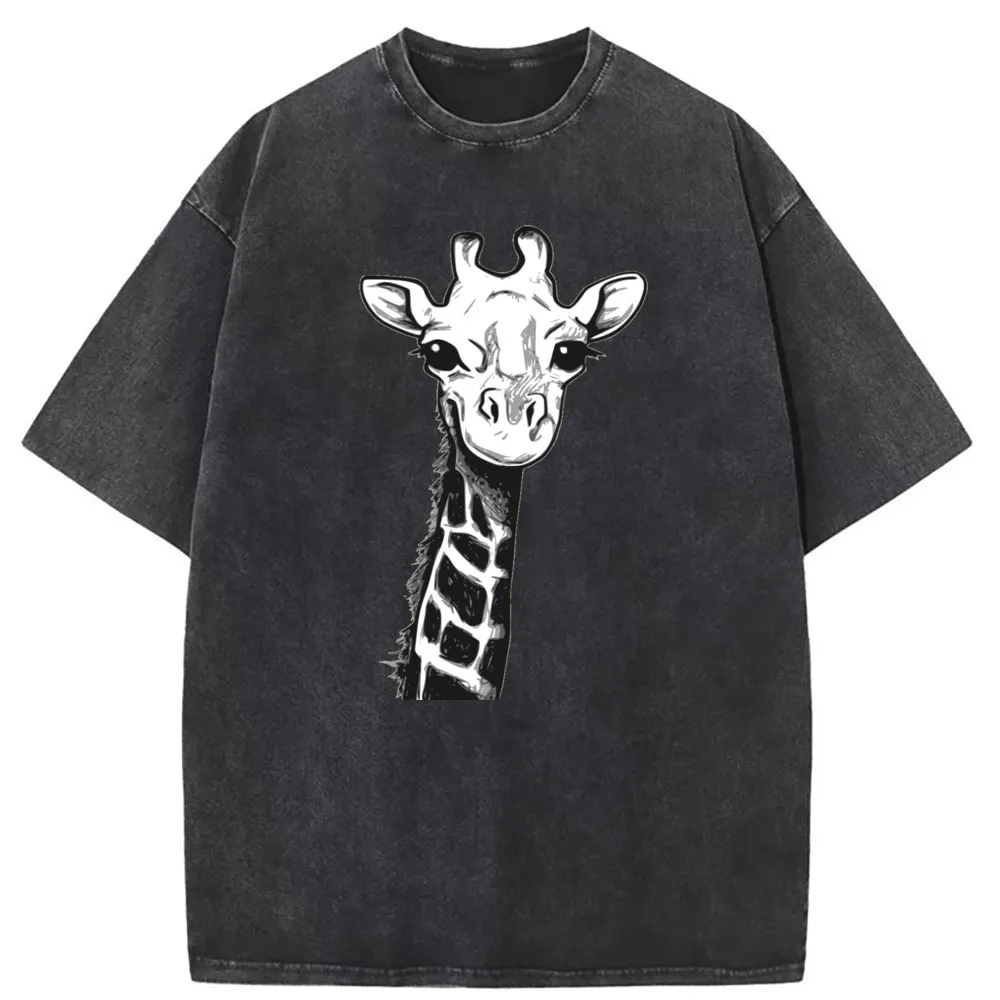 Giraffe Animal Printed Men T Shirts Unisex Oversized Cool Cotton Long Sleeve Tees Man Vintage Sweatshirts Gothic Clothing