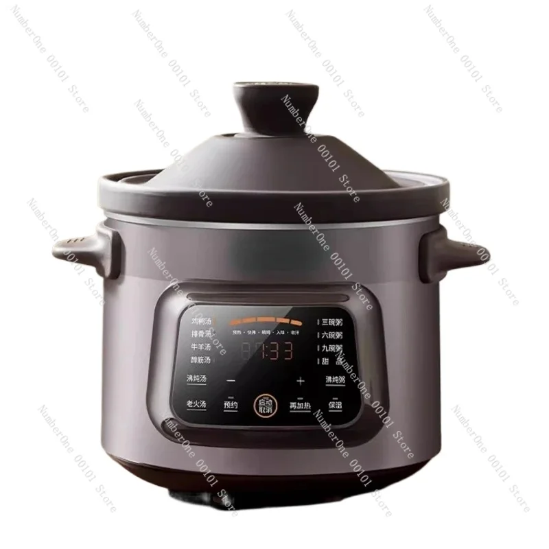 

Electric Clay Soup Pot, Purple Casserole for Household Use, Fully Automatic, Large Capacity for Family Meals