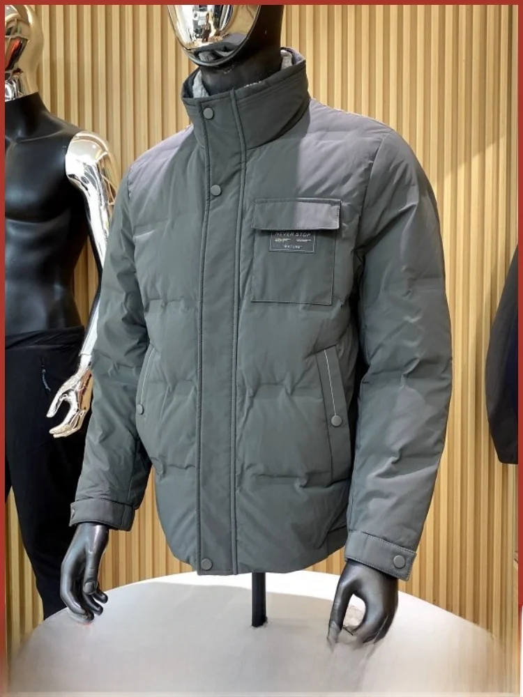 

Men's Casual Winter Busin Wool Blend down Jaet Removable Fur Collar Stand Collar Filled Du Feather 90% Polyester Fiber