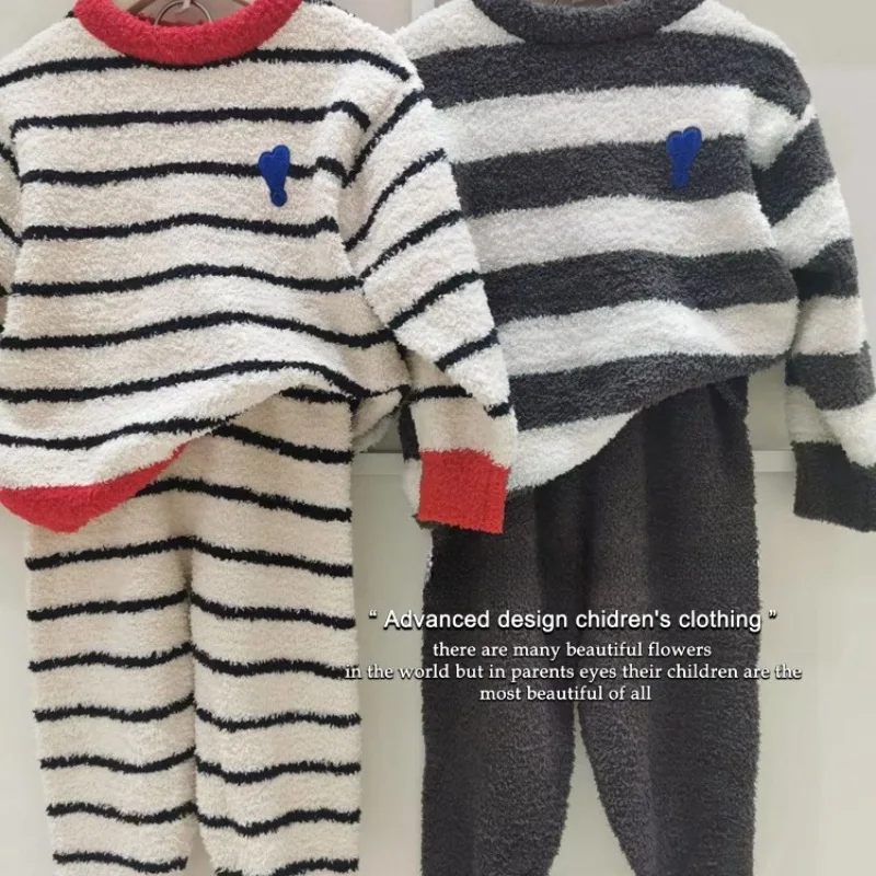 

South Korea Children's Clothing Boys and Girls Autumn and Winter Homewear Pajamas Suit2024New Children Fashionable Long Sleeve T