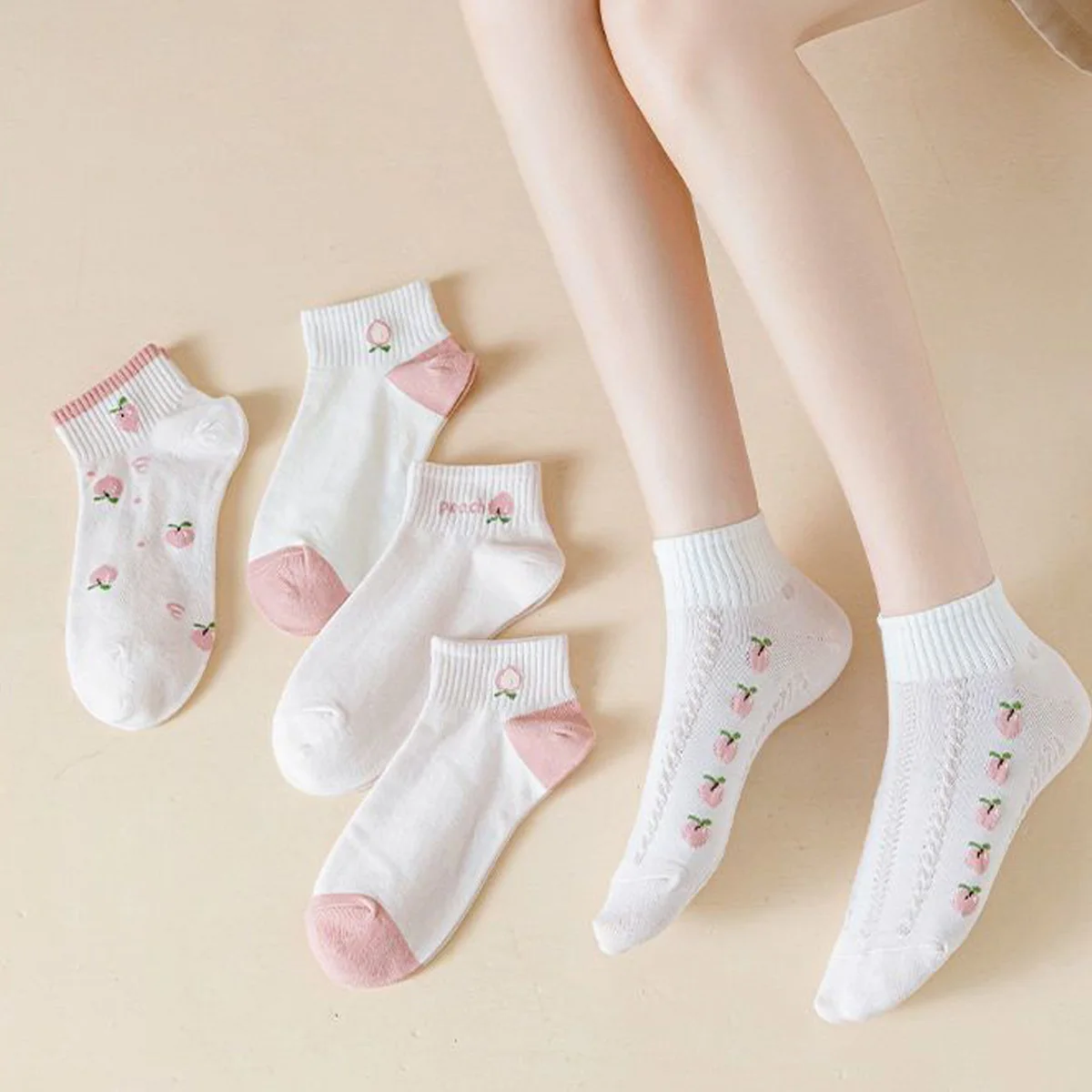 Chaussettes fines en coton pour l'été, lot de 5 paires