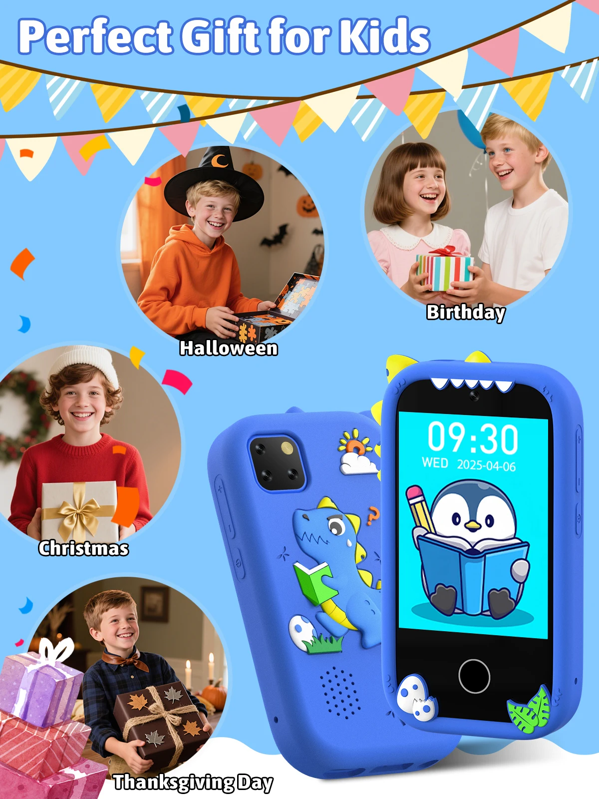 لعبة هاتف تعلم تعليمية للأطفال الكل في واحد مع كاميرات مزدوجة. لعبة كاميرا ذكية محمولة للأعمار من 3 إلى 12 سنة. عيد الميلاد وعيد الميلاد G #4