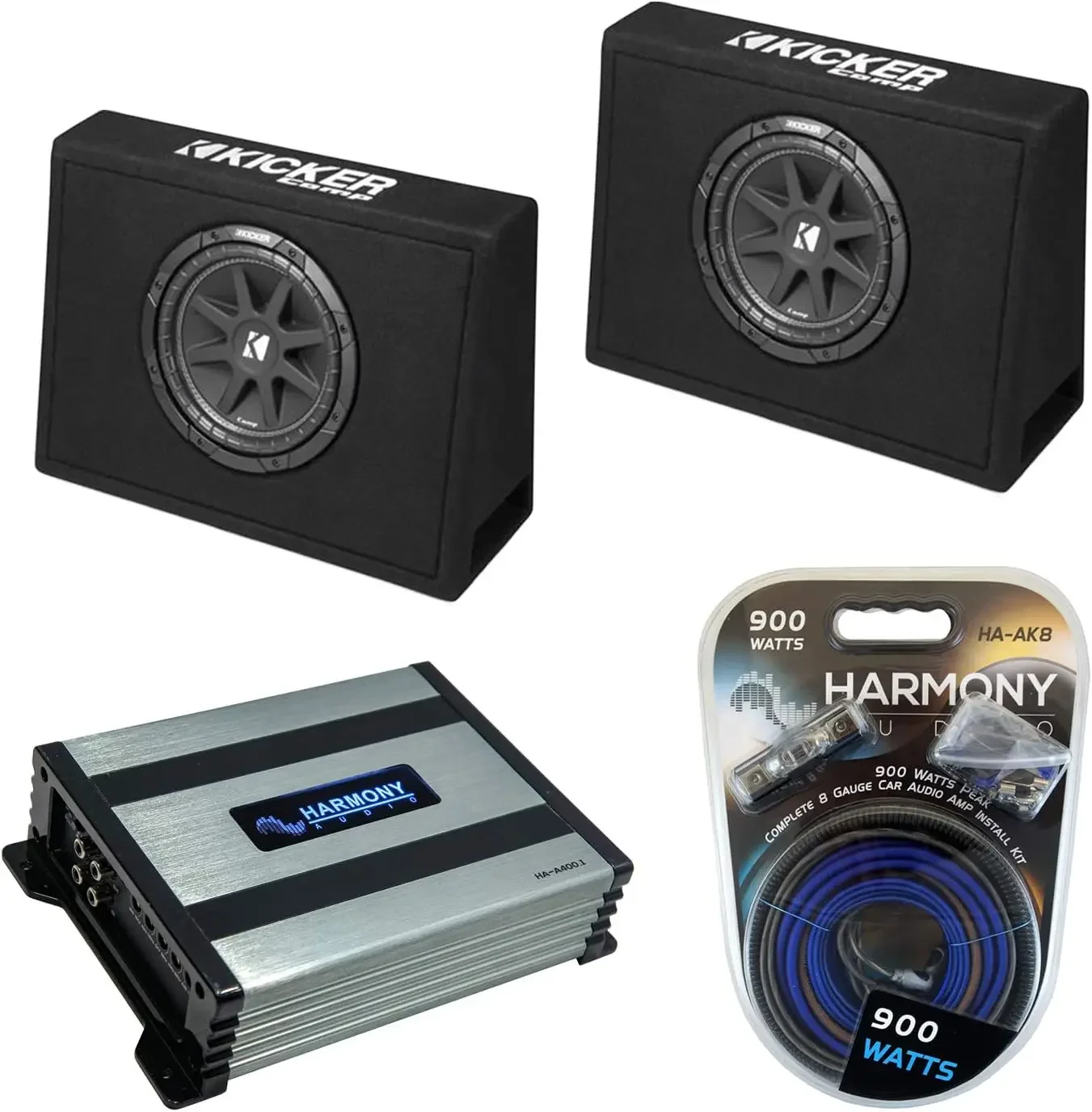 Harmony Audio Kicker Bundle kompatibel mit Universal Truck (2) 43CT104 Car Audio Single 10" Loaded Sub Box Gehäuse mit Harmo