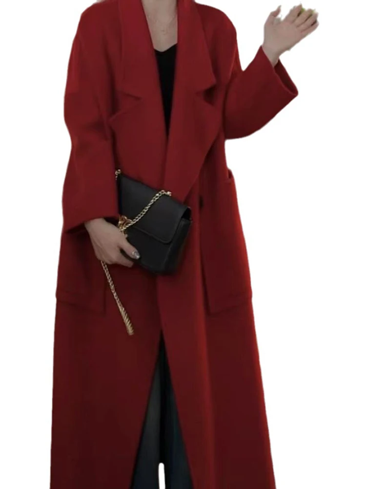 LANMREM Korean Version Wool Coat For Women High-end Double-sided Woolen Cashmere Loose Overcoat 2024 Autumn Winter New 2DA8828