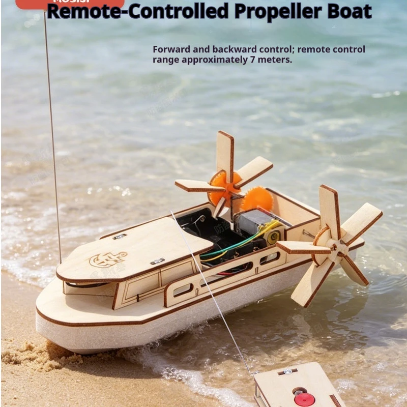 RC Powered Boat Model DIY Kit,Physics Teaching Aid for Primary & Middle School Students, Science Experiment Handmade Educational