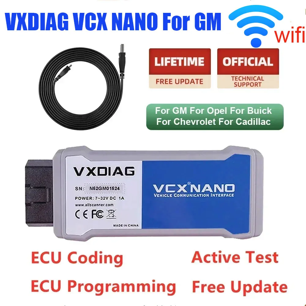 VXDIAG VCX NANO NX600 For GM WIFI J2534 Programming ECU Coding Active Test OBD2 Diagnostics For opel All System With 30+ Service