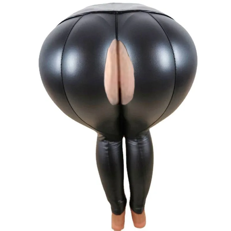 Peach hip calças de couro do plutônio senhora invisível aberto-assento calças leggings yoga feminino esportes apertados grandes calças ao ar livre pornografia