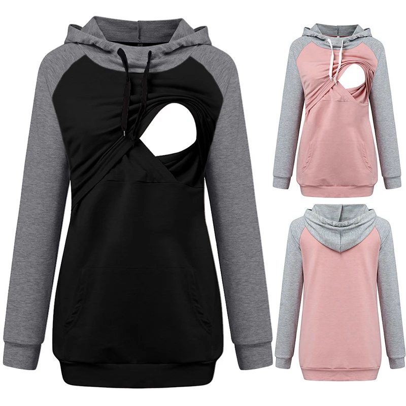 

Hot Women Hoodie Sweatshirts Maternity Long Sleeve Hooded Nursing Tops Breastfeeding Pullover Sweatshirt Sudadera Mujer