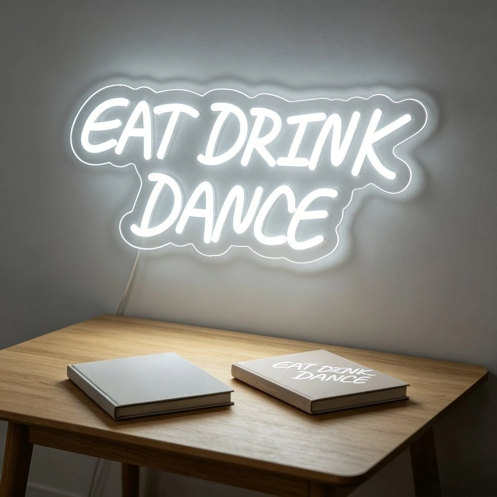 

EAT DRINK DANCE Neon Sign LED Night Light USB RGB Party Decoration Home Bar Dance Studio Room Wall Art Birthday Gift