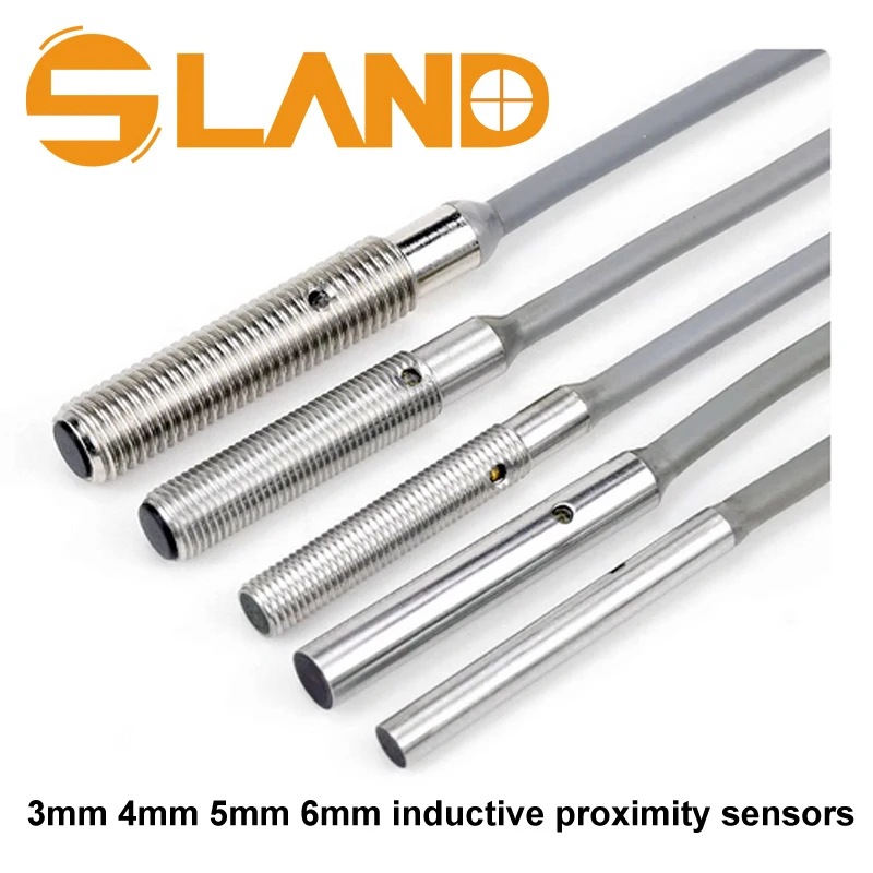 Dia.3mm 4mm M4 M5 M6 Long Range Inductive Proximity Sensors, Short Housing DC10-30V NPN.NO. 3-wires Metals Detector