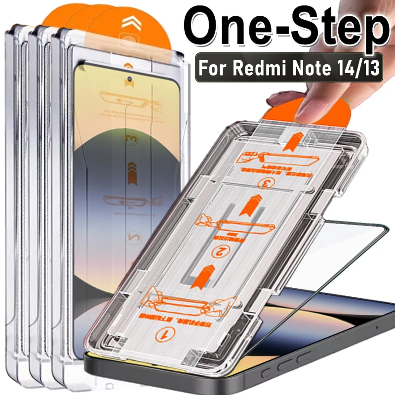 

Защитные пленки для экрана (5 шт.) для Redmi 15A, 14C, 13X, Note 14, 13, 15 Pro Plus 4G, 5G, закаленное стекло 9H с комплектом для установки без пыли и легкой установкой