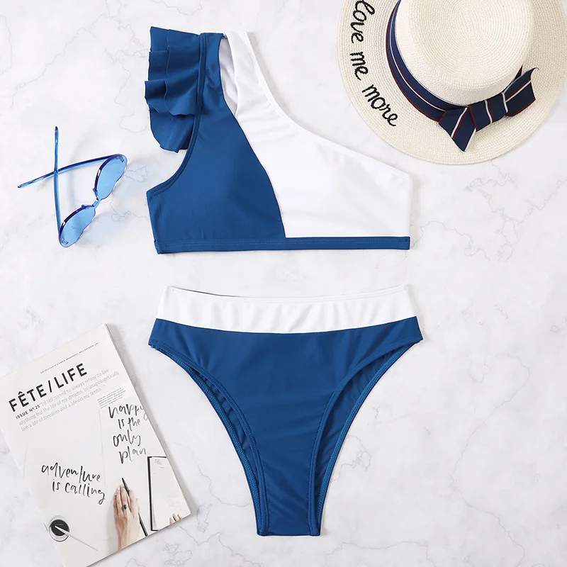 Maillot de bain sexy à volants, taille haute, bikini, ensemble deux pièces, pour femmes, vêtements d'été, pour la plage, pour documents, pour la nuit, 2025