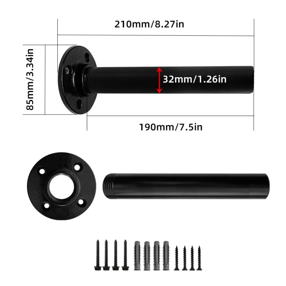 For Home Gym Weight Plate Storage Rack 2x Wall Mount with Steel Rod for Barbell Plate Organization and Space Saving