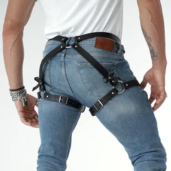 Harness for Men Pu Leather Leg Harness Suspenders Adjustable Studded Decor Thigh Garter Belt BDSM Gay Sex Bondage Harness