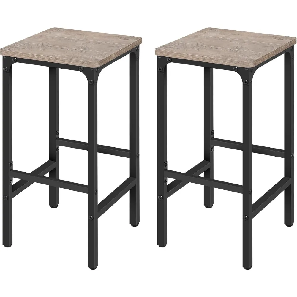 

Set of 2 Rectangular Industrial Bar Chairs, 27.6" Tall Counter Bar Stools, Kitchen Breakfast Bar Stools with Footrest