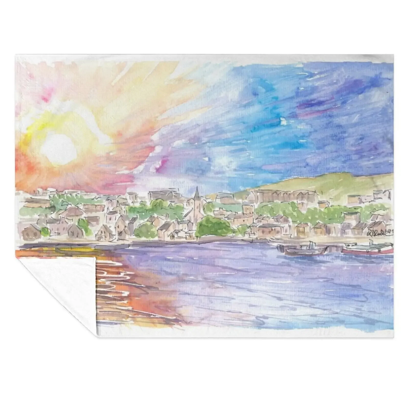 

Stromness Orkney Islands Astonishing Sun over Mainland Throw Blanket Weighted Loose christmas gifts Thin Blankets