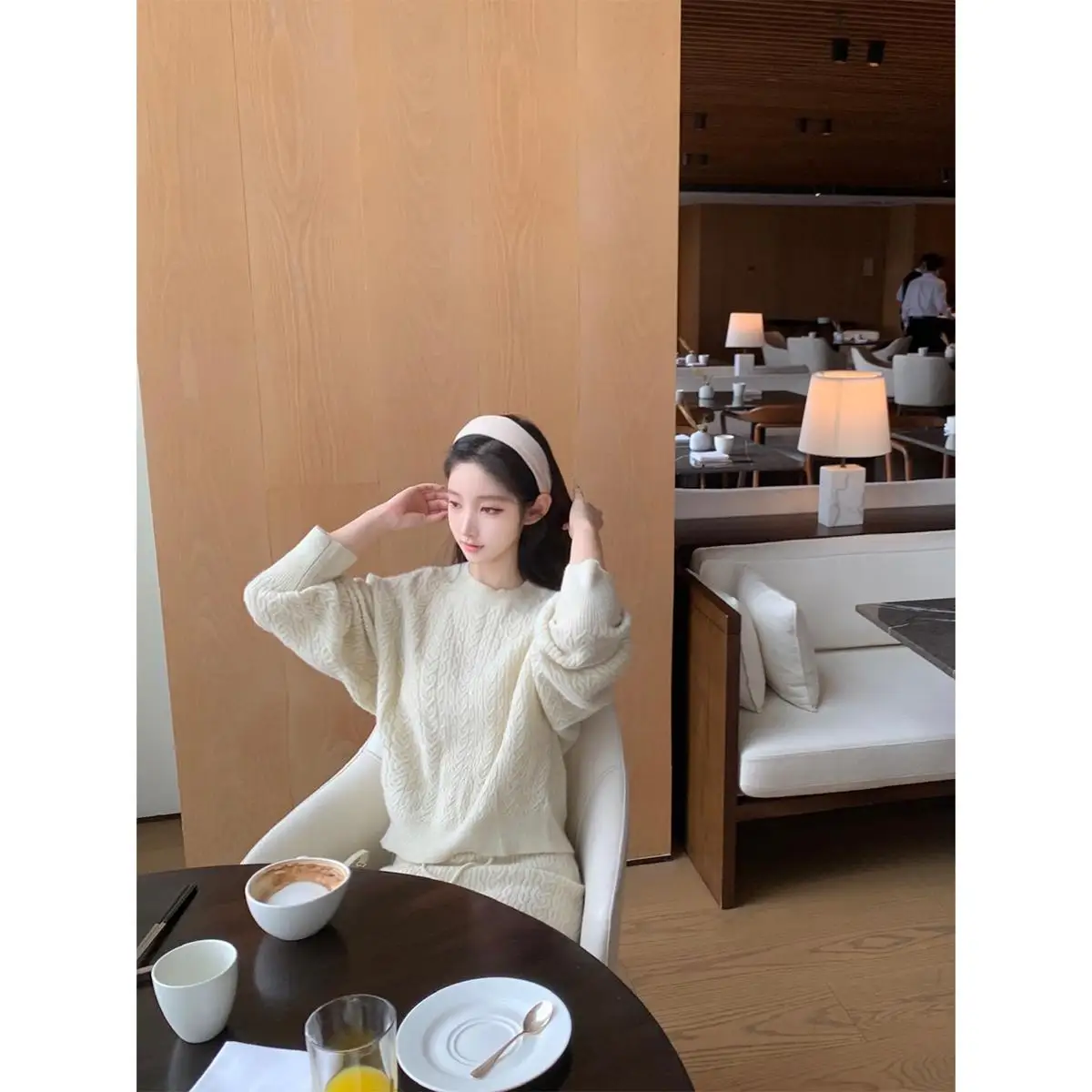 

Летний комплект BC Herbalife Yarn Twist вязаный свитер из шерсти альпаки Long Sve Crew Ne комплект из двух предметов Faion для женщин