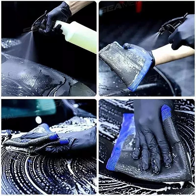 SEAMETAL Car Detailing Cleaning Towel Magic Clay Cloth Absorbent Rag with Blue Clay Bar Towel Deeply Remove Stains Washing Tool