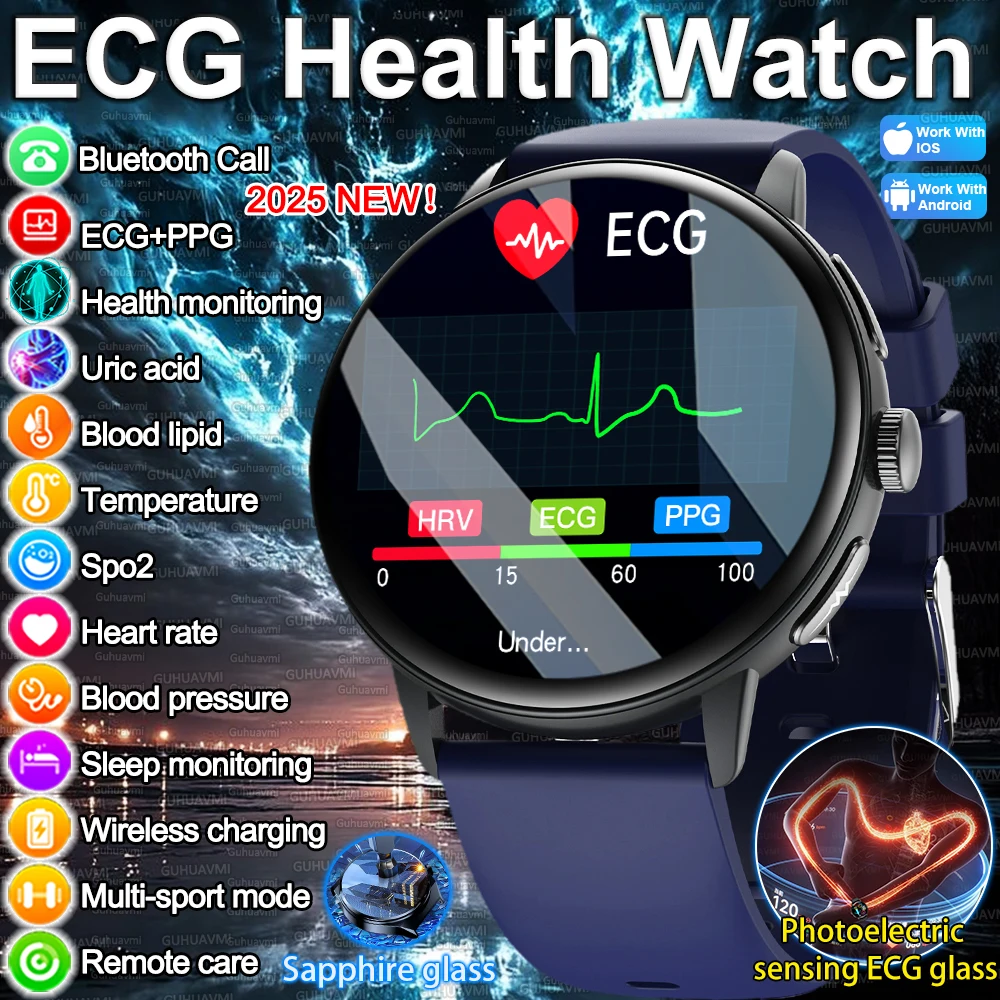 

2025 New Accurate ECG Health Smart Watch Heart Analysis Blood Analysis Blood Lipid BP Bluetooth call Smart Watche For Men Women