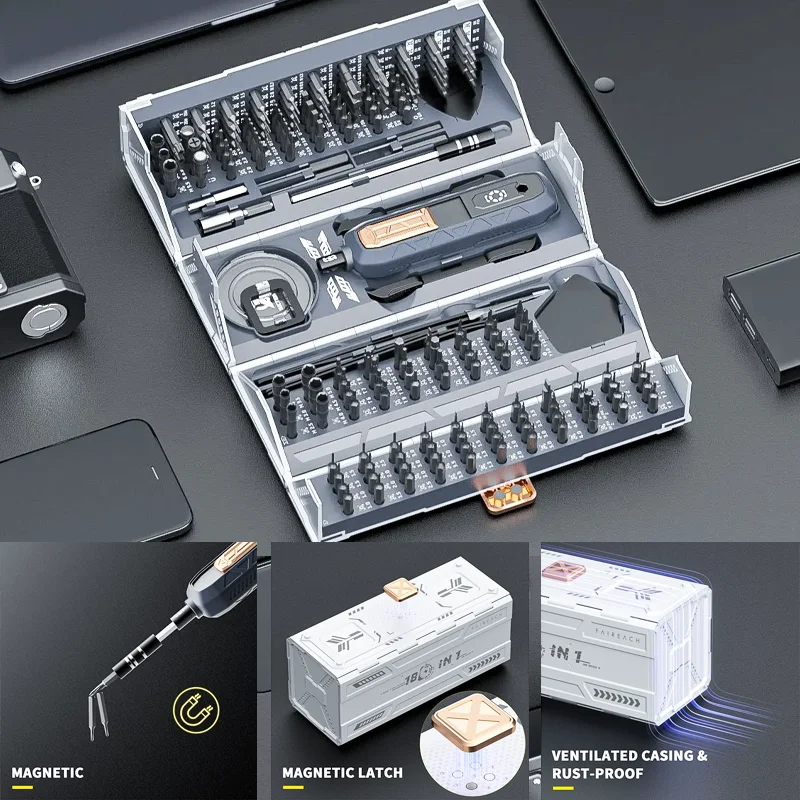 

Набор прецизионных отверток 180 в 1 с магнитными насадками, складной конструкцией и кейсом для хранения, профессиональный инструмент для ремонта дома