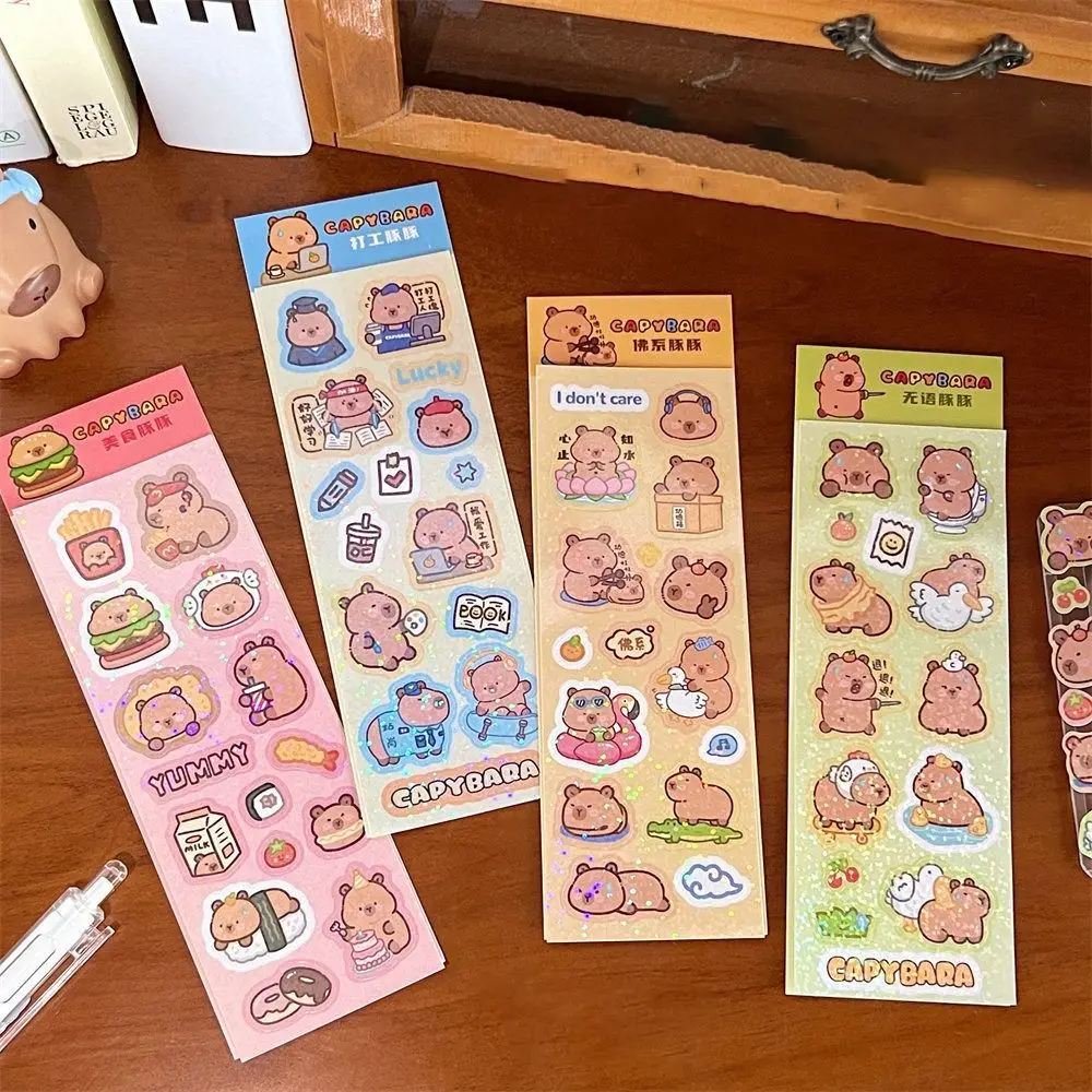 Poster Fashion Capybara Laser Sticker Cartoon Cute Decorative Sealing Sticker DIY Creative Hand Ledger Decorative Stickers Diary