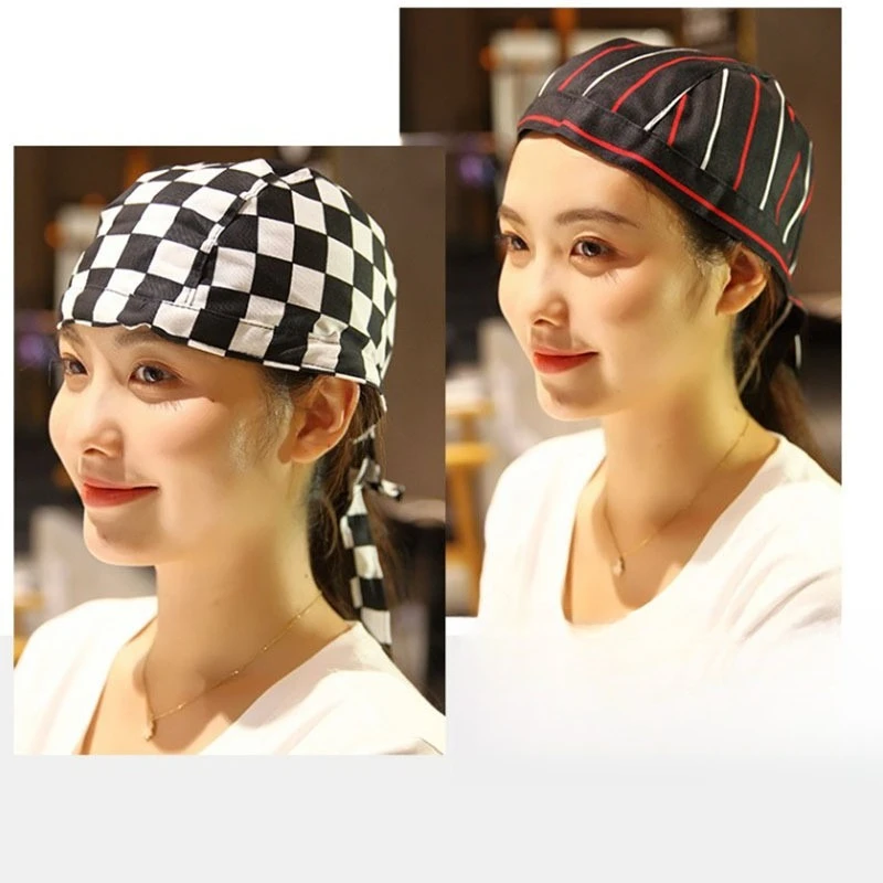패스트푸드 주방 작업복을 위한 남녀공용 요리사 모자 뉴스보이 피크드 해적 반다나 캡