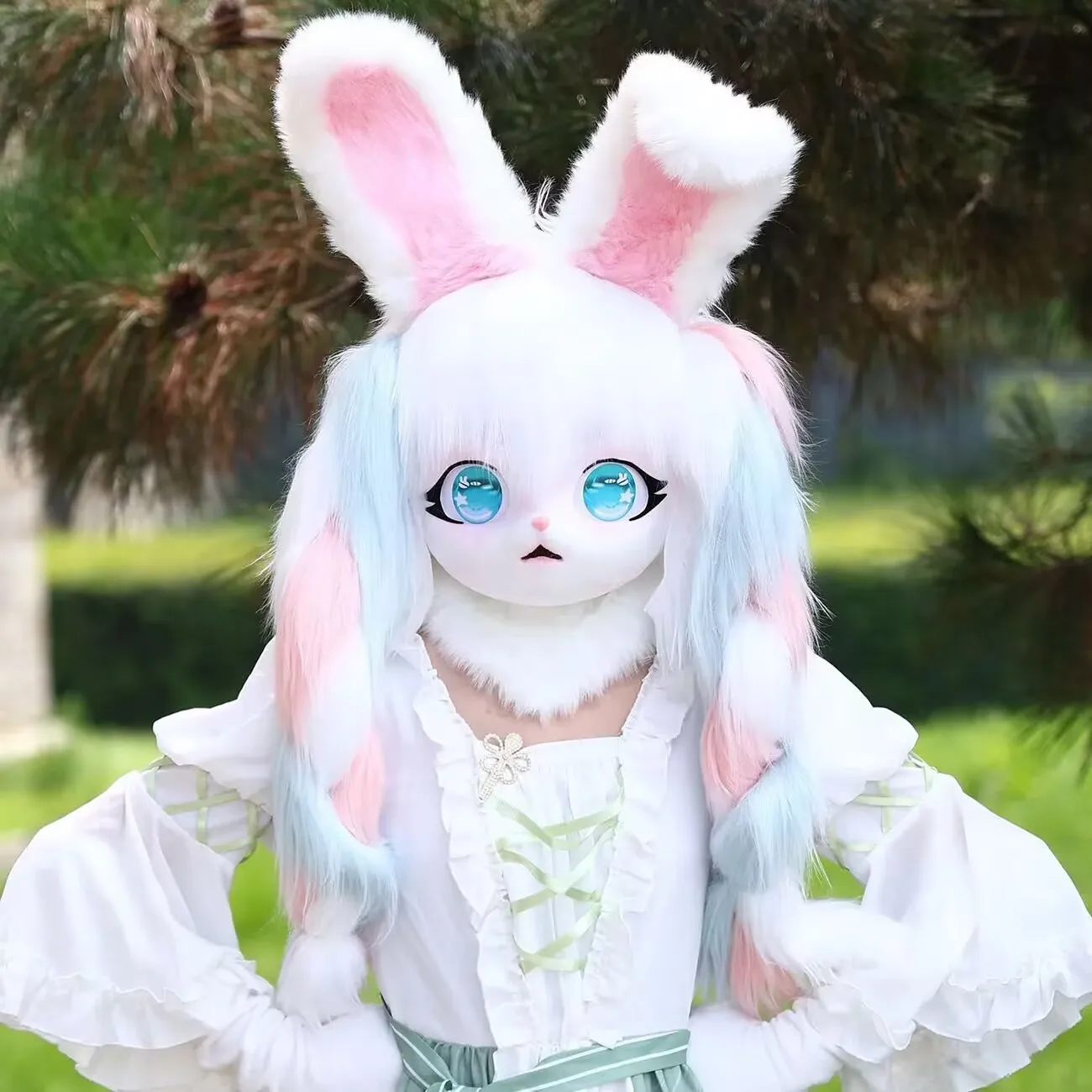 Fursuit auriculares peludos Cosplay peludo Kig Kigurumi Animal gato conejo muñeca bestia máscara Cosplay