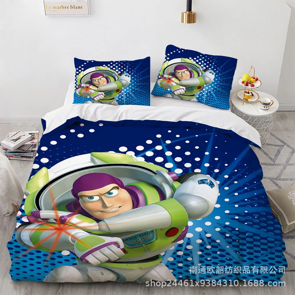 Disney Animation Toy Story 3 Woody Home Pillow Cover Bedding Set Bath Lightyear Bedroom Adult Double Bed Three Piece Set