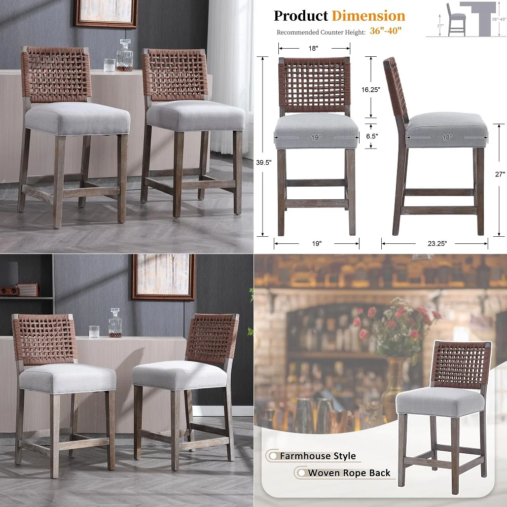

Wooden Dining Chairs Set of 4, Modern Fabric Upholstered Dining Room Chair Kitchen Chairs, Farmhouse Dinner Chair for Kitchen D