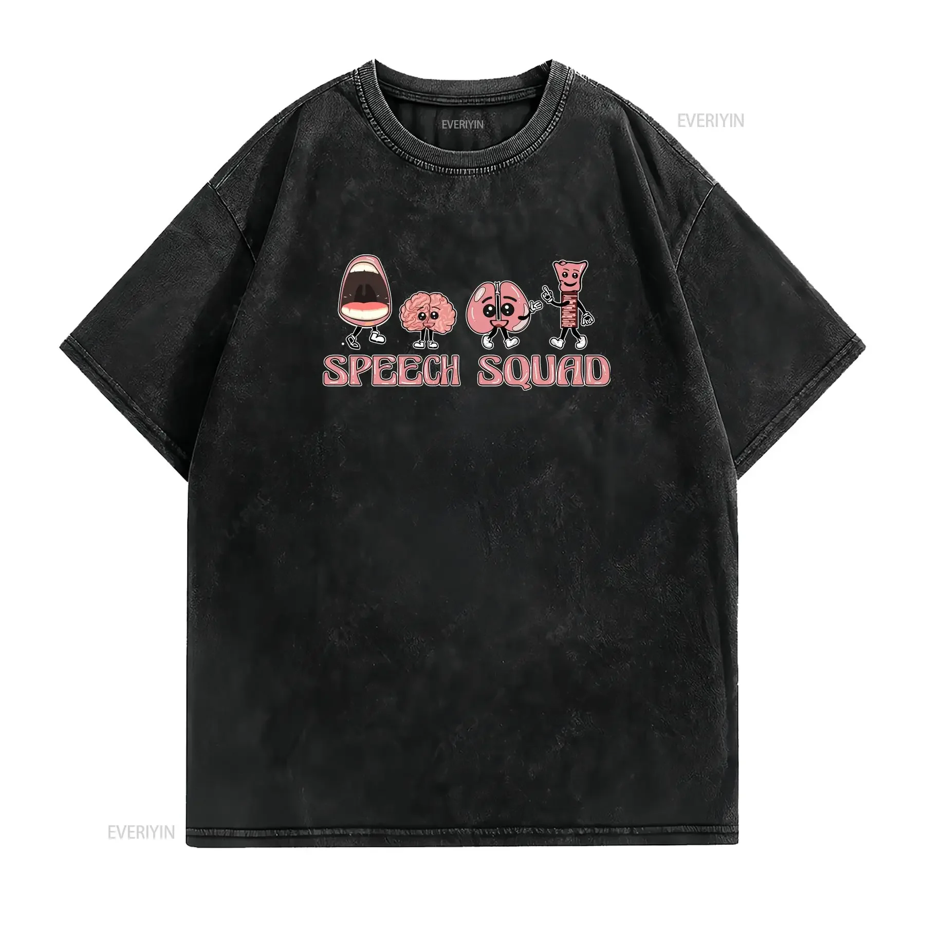 تي شيرت فرقة الكلام SLP فريق العلاج المعالج Crewneck خمر غسلها موضة قليلا أوم للجنسين لينة متعددة الاستخدامات #2