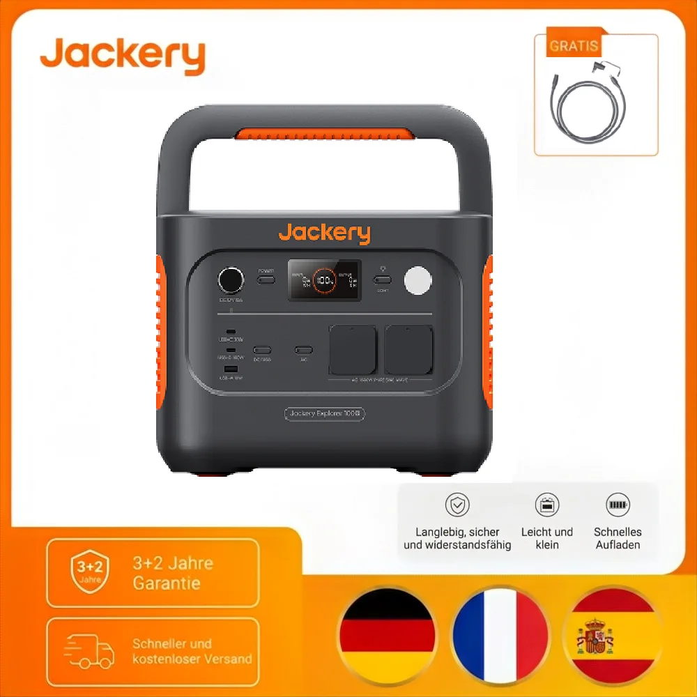 Jackery Explorer 1000 v2 Tragbare Powerstation mit DC8020 Kfz-Ladekabel …