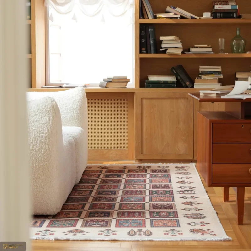 LandScopeTech Turkish Vintage Handcrafted 4mm High Fluff and Softness Living Room Rug Polyester Non-Slip Area Carpet
