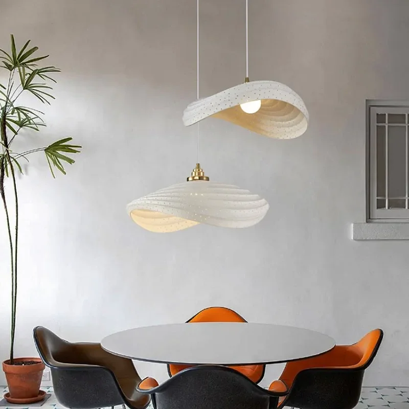 Modern Minimalism E27 Led Pendant Lights Nordic Dining Room Wabi Sabi Resin Suspend Lamp Bar Macaron Droplight Led Lamp Fixtures