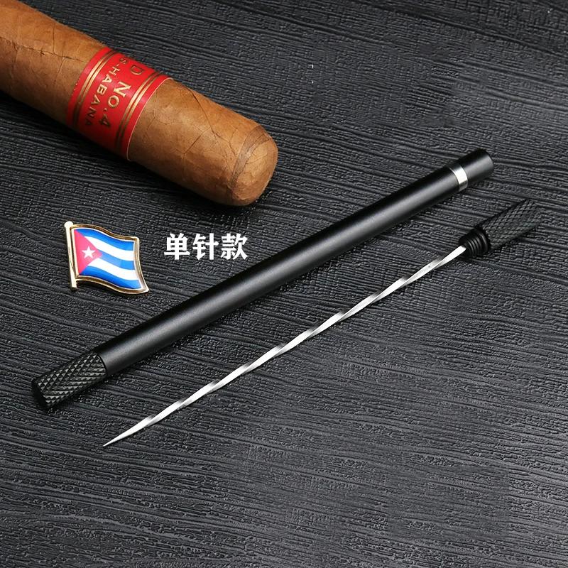 Black Cigar Needle Punch Portable Edge Cigars Cutter Drilled Cigar Tool Sharp Cigar Pass Needles Smoking Accessories