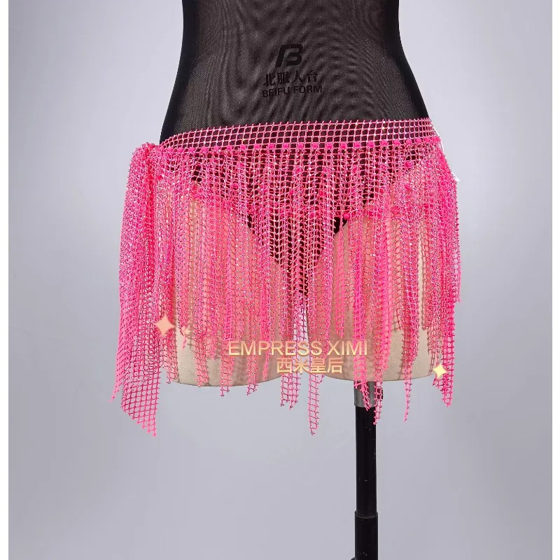 

Customized Belly Dance Belt Waist Chain Hip Scarf Multi Layer Tassel Hot Diamond Butt Curtain Dance Dress Team Performance Dress