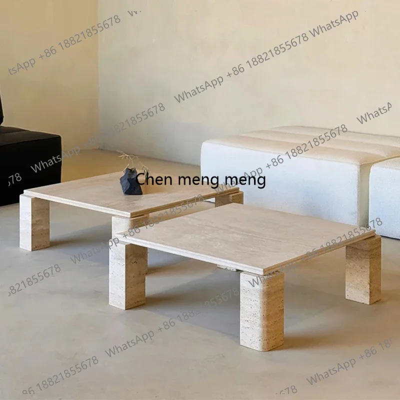 

H Wabi Sand Wind Natural Travertine Coffee Table Combination Retro Living Room Home Small Apartment Simple