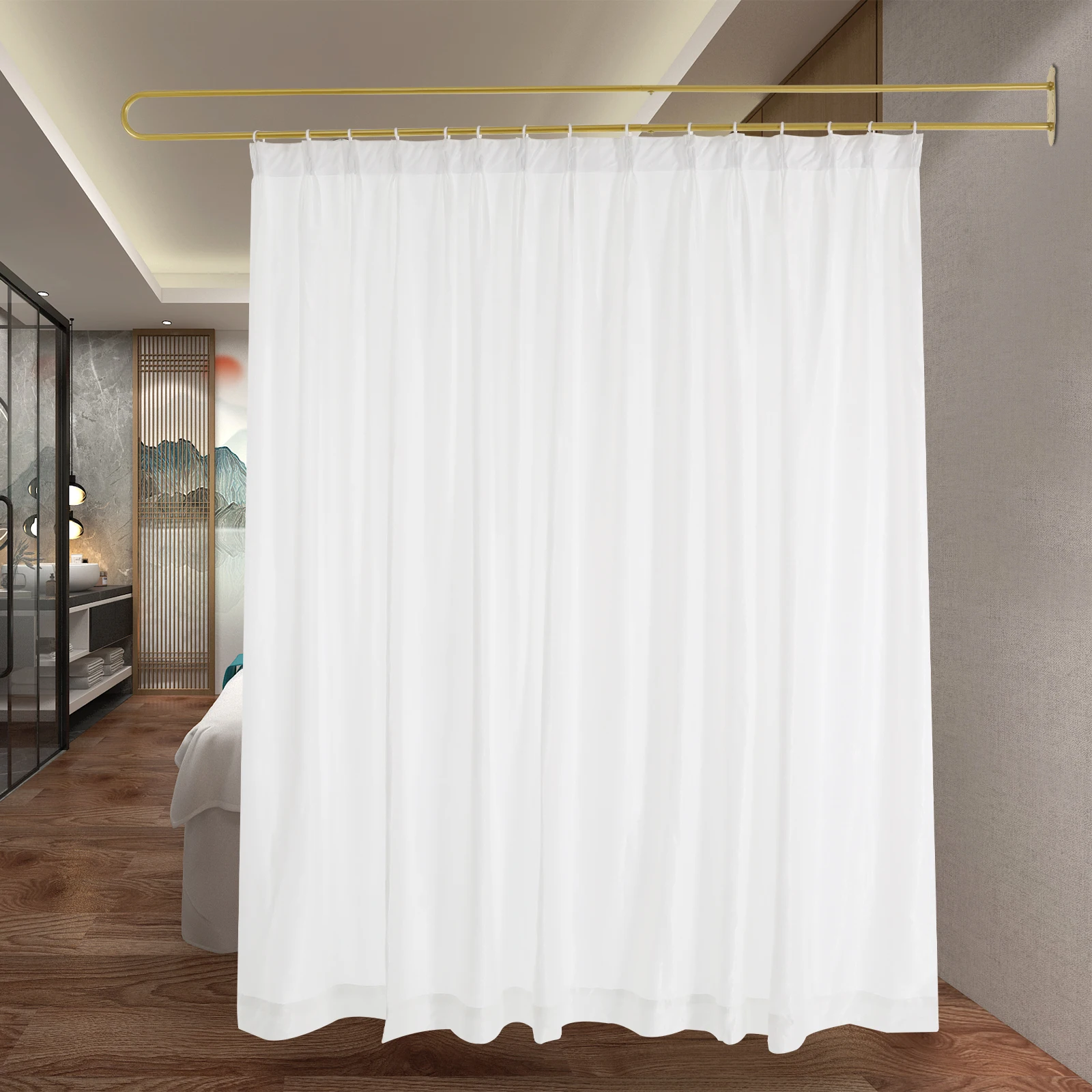 Partition Curtain With U-Shape Tube, Privacy Partition Curtain, Partition Curtain for Room Divider