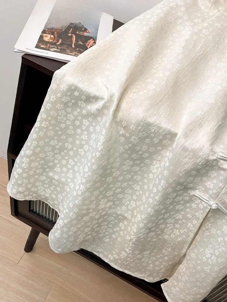 Ele brodé blanc jupe asymétrique Fem été nouveau chinois Sle boutonné taille haute a-ligne Hanfu Ma visage jupe