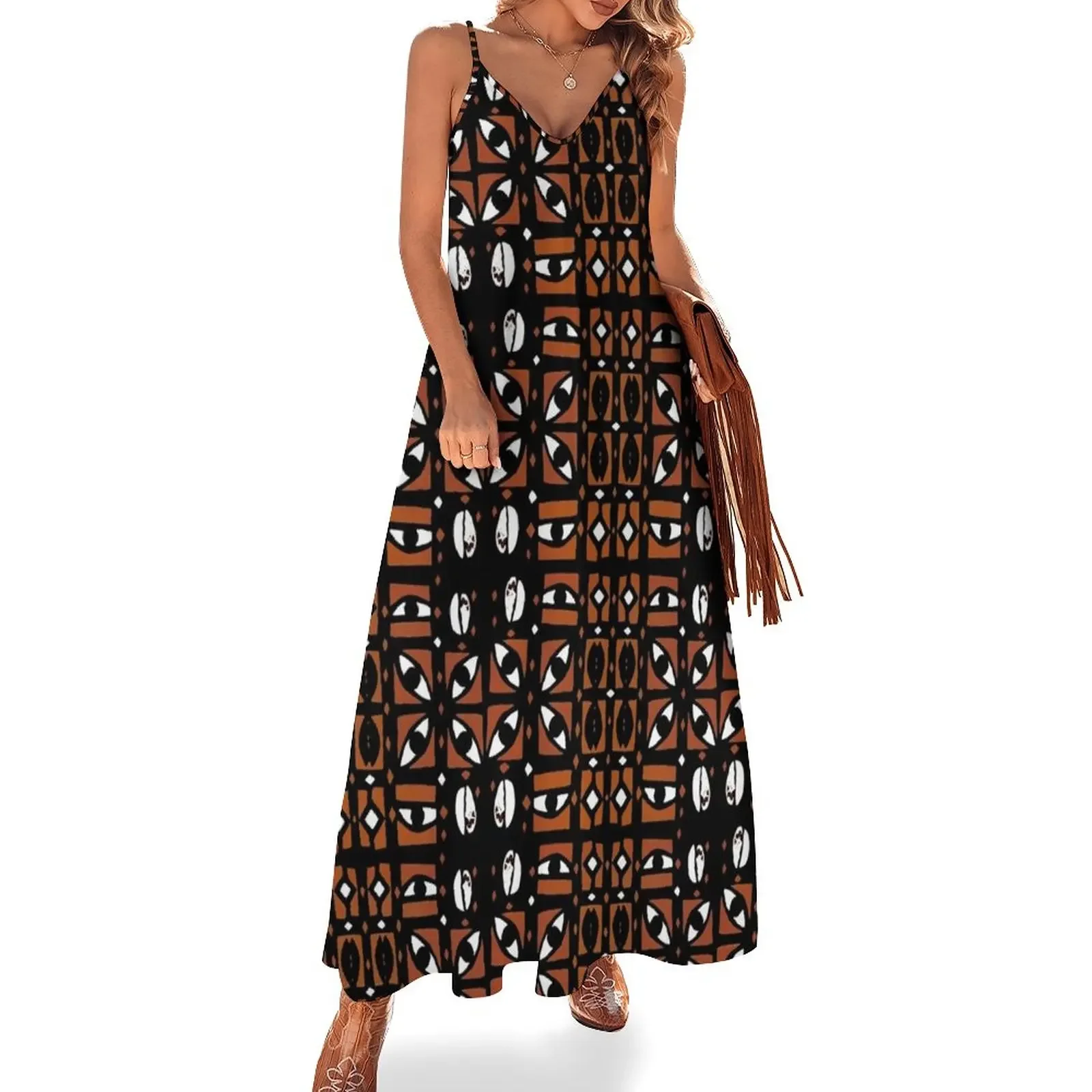 

African Cowrie Shells, Diamonds and Eyes Sleeveless Dress Women's skirt cute dress women's evening dresses women evening dress