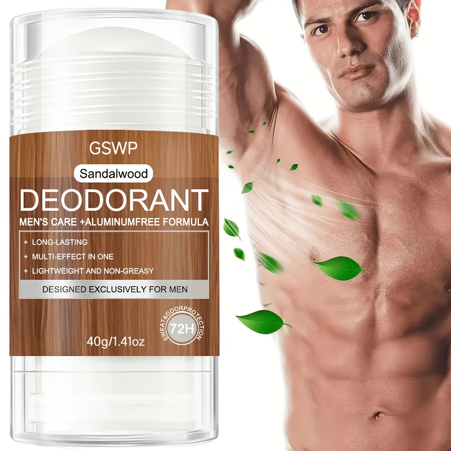 

GSWP Sandalwood Deodorant Stick,72-Hour Protection,Aluminium-Free,Moisturizing And Natural,Long-Lasting Fragrance.40g/80g