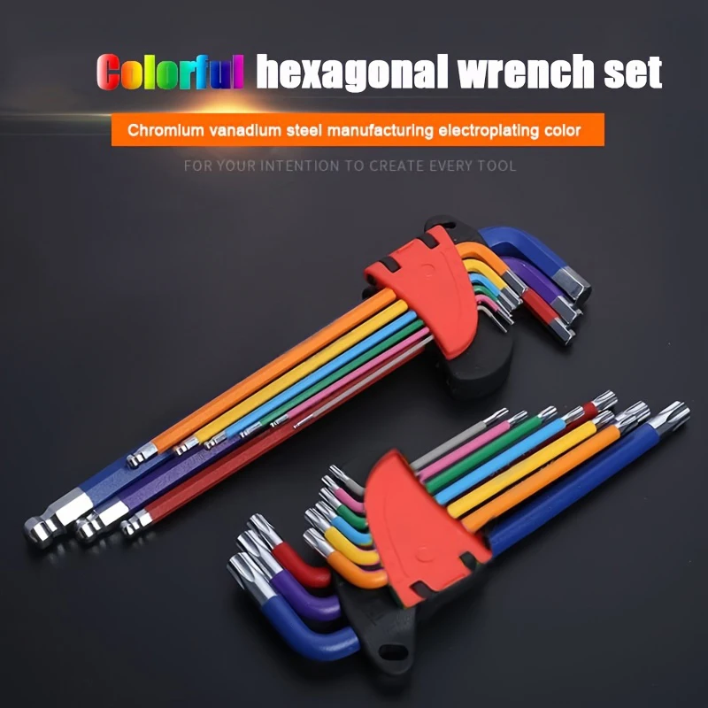 COLORFUL HEXAGONAL RENCH SET SUITABLE FORHOME AND WORK USEWEAR-RESISTANT, ANTI-AGING, ANTI-SLIP AND ANTI-RUST