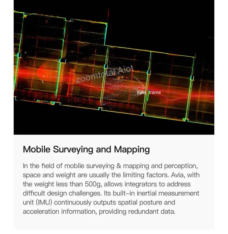 ماسح ضوئي Livox Avia ثلاثي الأبعاد أصلي جديد لـ Matrice 300/600 FOV أكثر من 70 درجة أقل من 500 جرام 240000 نقطة/ثانية IP67