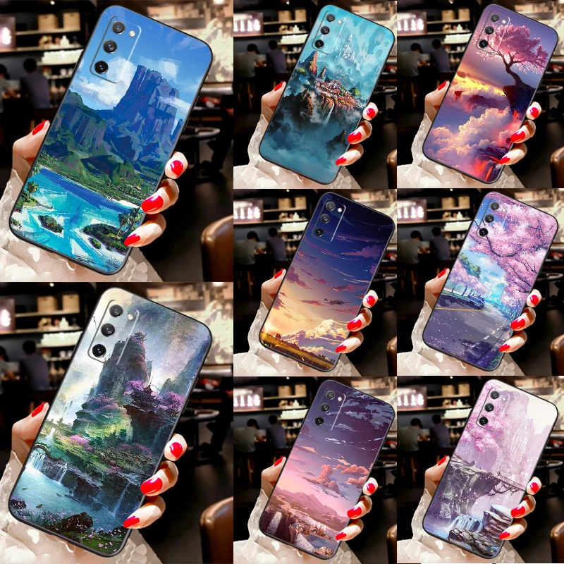 Anime Natura Landscape Phone Case For Samsung Galaxy S23 S22 Ultra S20 S21 FE S8 S9 S10 Note 10 Plus Note 20 Ultra